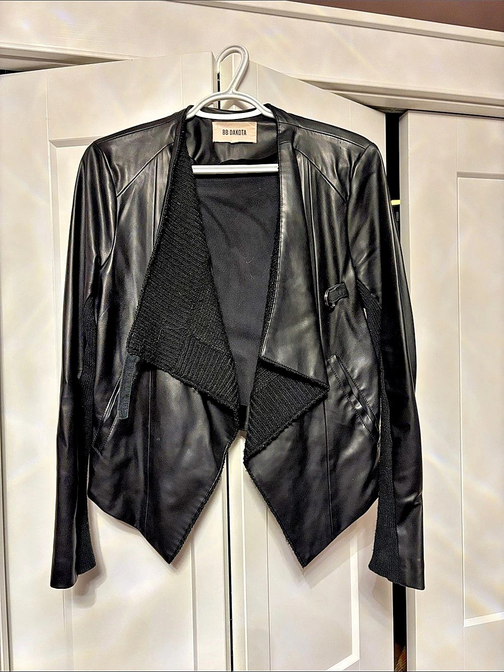BB Dakota Black Faux Wrap Moto Jacket
